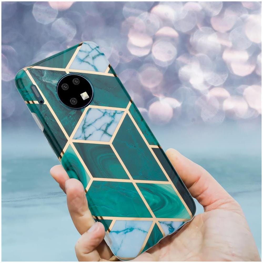 Custodia Compatibile Con Huawei Mate 30 In Marmo Oro Bianco Verde Scuro No. 6 - Coperchio Protettivo In Silicone Tpu Con Motivo A Mosaico - Foto 8