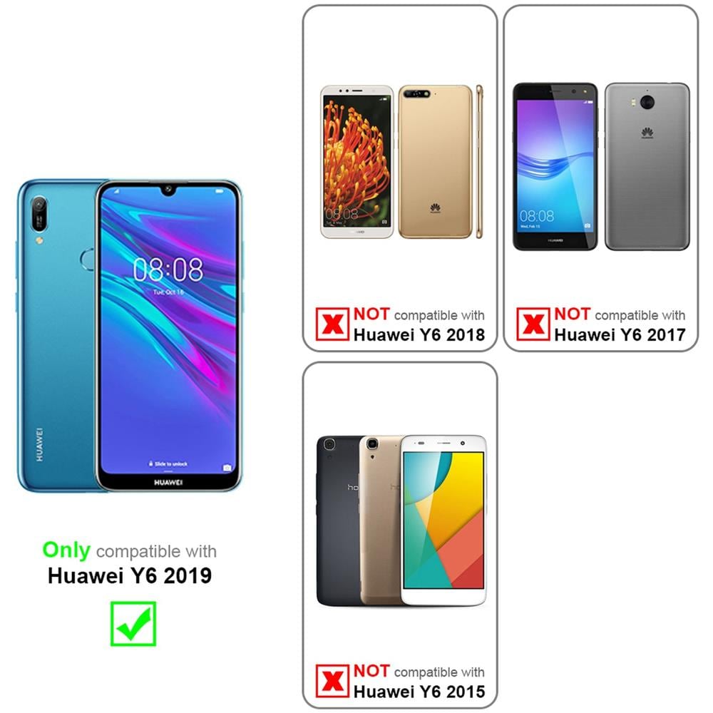 Custodia Compatibile Con Huawei Y6 2019 In Grigio Fiore - Coperchio Protettivo In Design Floreale Con Chiusura Magnetica, Funzione Stand E Slot Per Carte - Foto 2