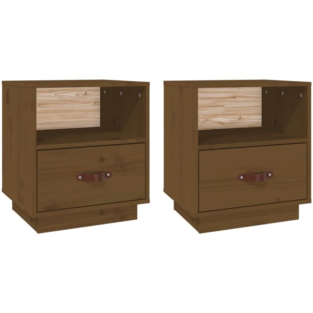 Comodini 2 Pz Miele 40x34x45 Cm In Legno Massello Di Pino - Foto 1
