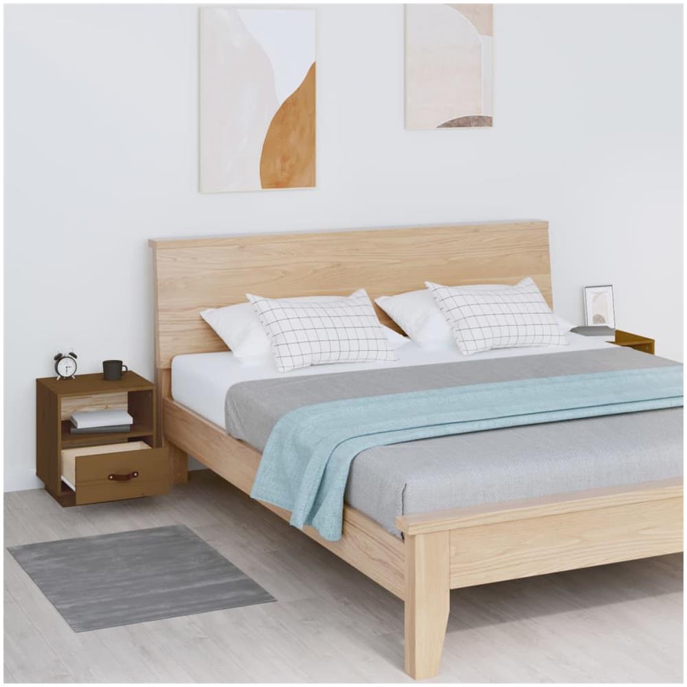 Comodini 2 Pz Miele 40x34x45 Cm In Legno Massello Di Pino - Foto 2