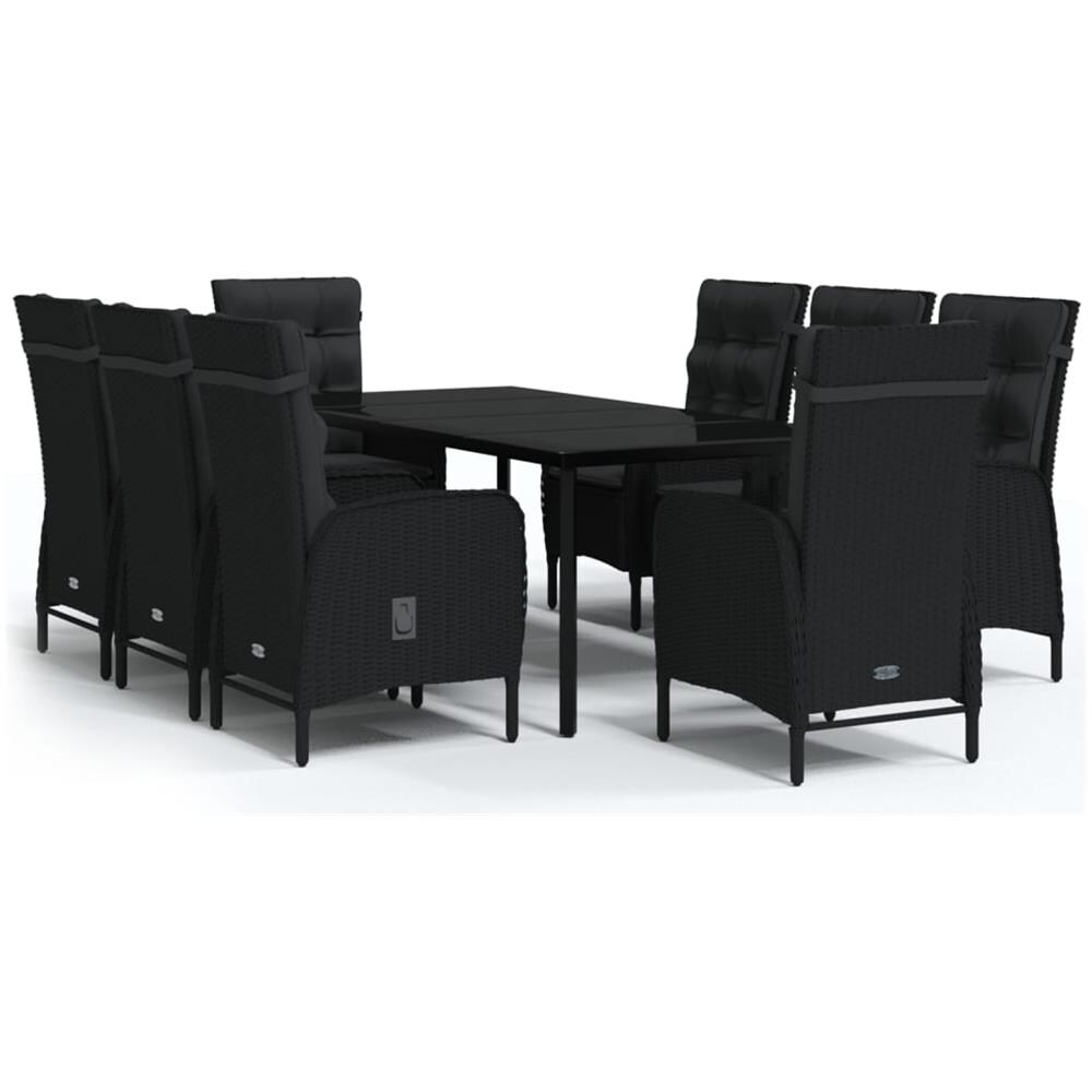 Set Da Pranzo Per Giardino 9 Pz Con Cuscini Nero - Foto 2