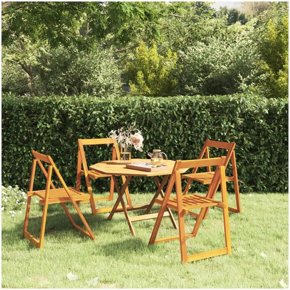 Sedie Da Giardino Pieghevoli 4 Pz In Legno Massello Di Acacia - Foto 1