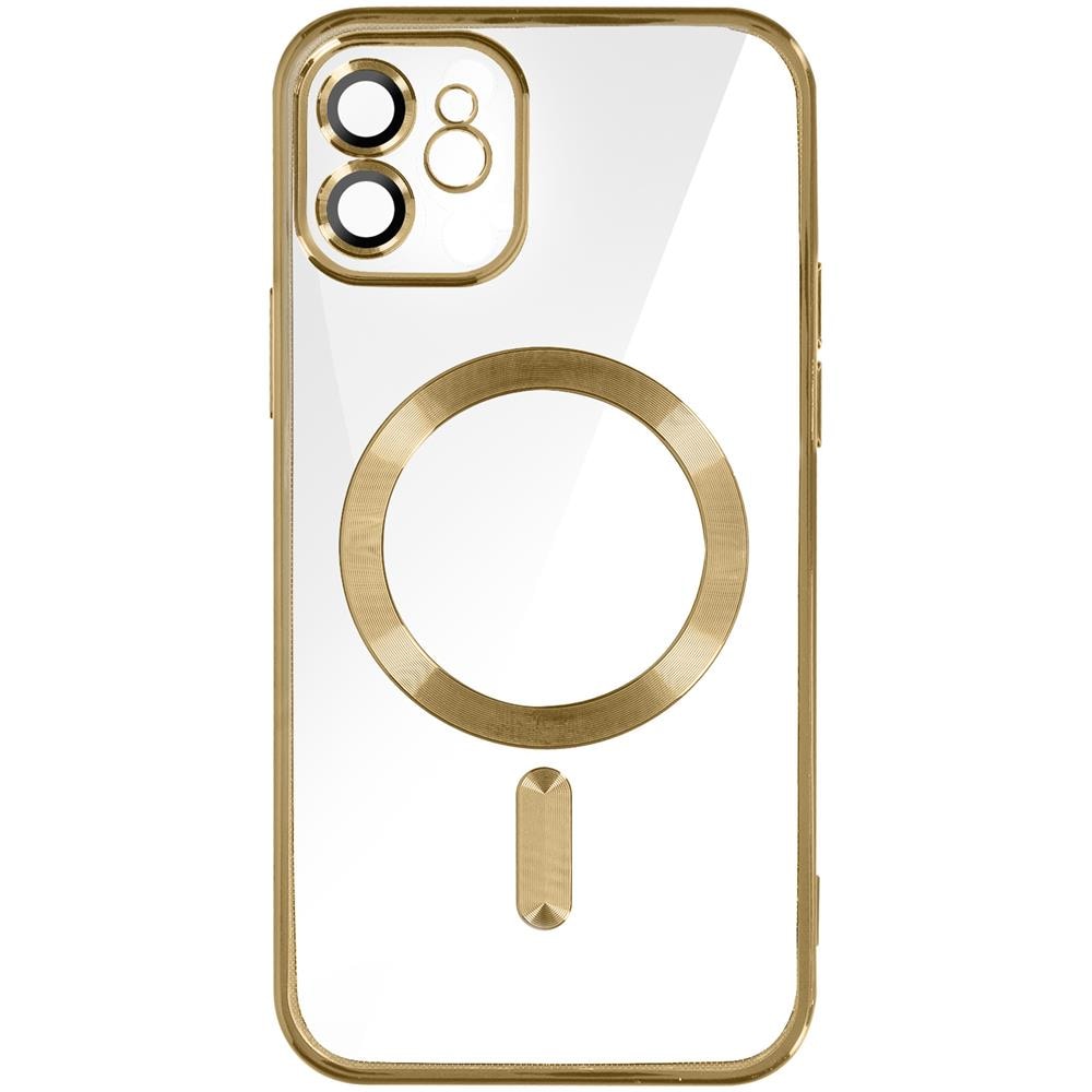 Cover Magsafe Per Iphone 12 Silicone Protezione Fotocamera Bordo Cromato Oro - Foto 1