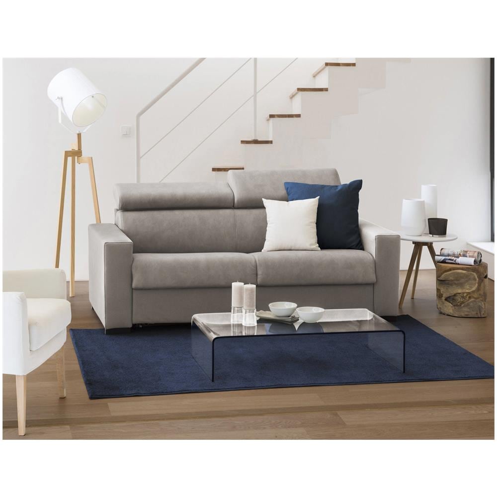 Divano Fisso Alexandra, Divano A 2 Posti, 100% Made In Italy, Sofà Soggiorno, In Tessuto Imbottito, Con Poggiatesta Regolabili E Braccioli Slim, Cm 180x95h85, Tortora - Foto 1