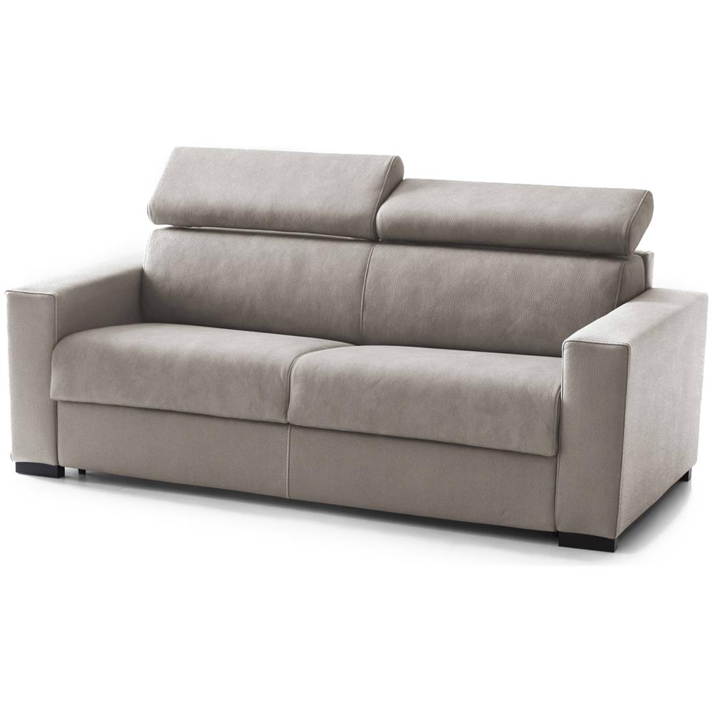 Divano Fisso Alexandra, Divano A 2 Posti, 100% Made In Italy, Sofà Soggiorno, In Tessuto Imbottito, Con Poggiatesta Regolabili E Braccioli Slim, Cm 180x95h85, Tortora - Foto 2