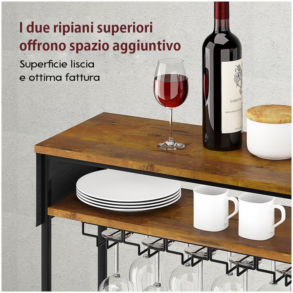 Portabottiglie Da Terra Con 24 Spazi E 1 Ripiano 10 Portacalici Cantinetta Bar - Foto 6