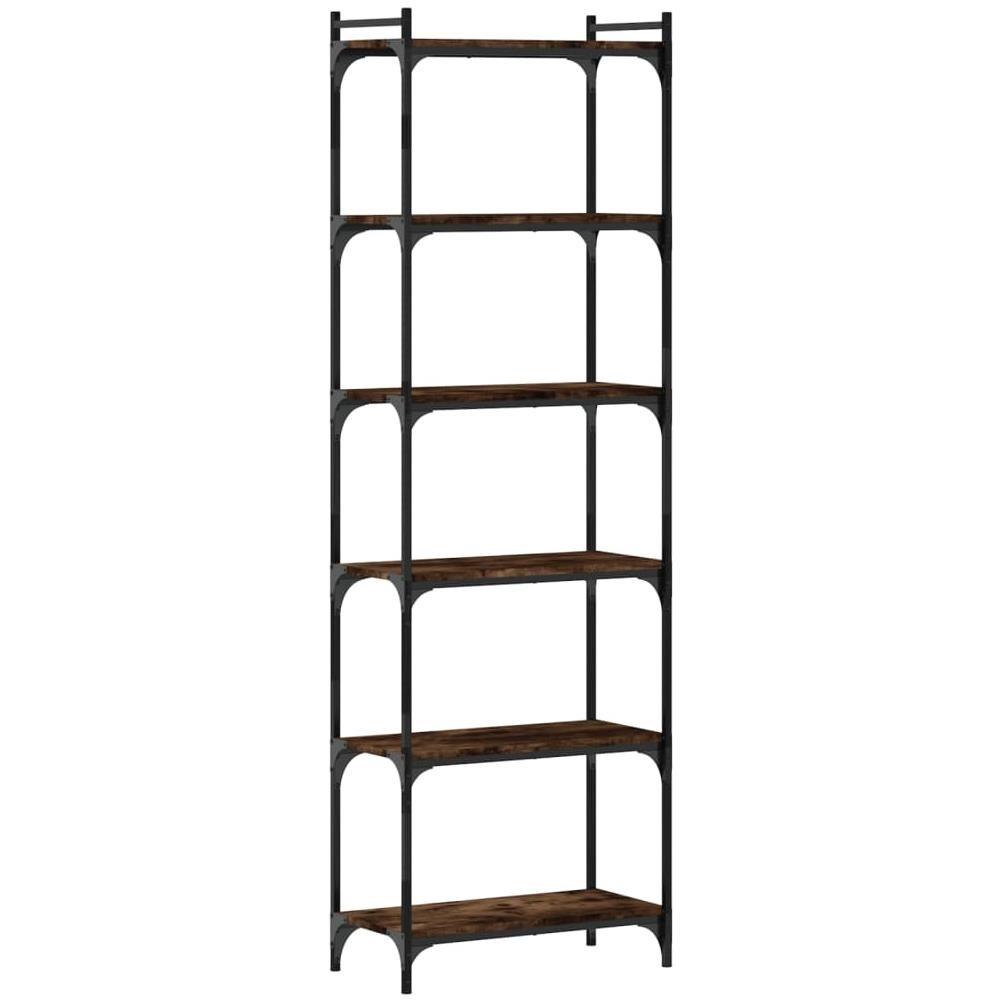 Libreria A 6 Ripiani Rovere Fumo 60x30x188 Cm Legno Multistrato - Foto 2