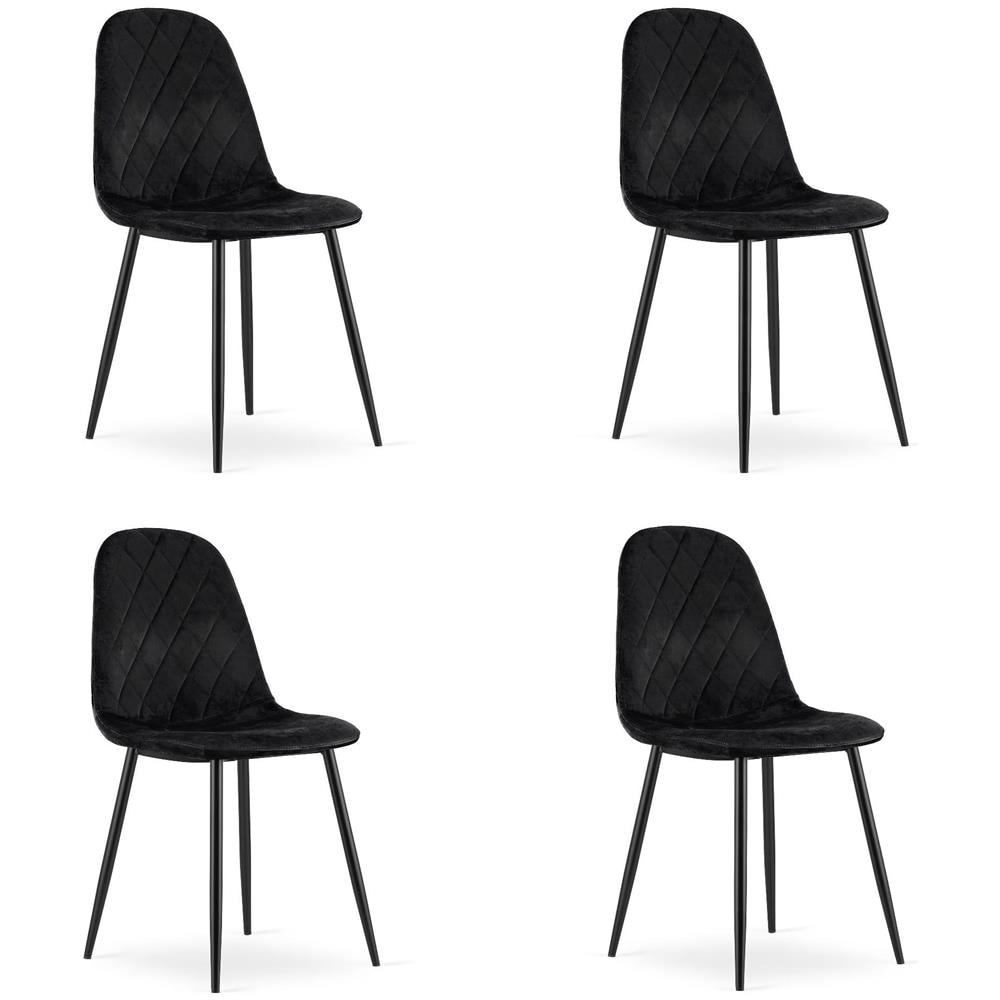 DAPI CHAIR Sedie ergonomiche moderne in velluto nero x4 - Foto 1