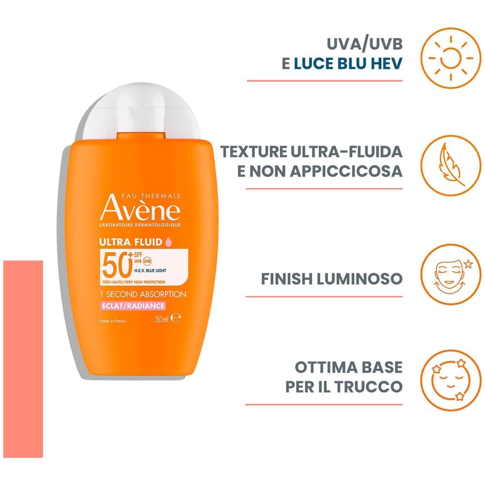 Eau Thermale Avene Solare Ultra Fluid Luminosita' SPF 50+ 50 ml - Foto 2
