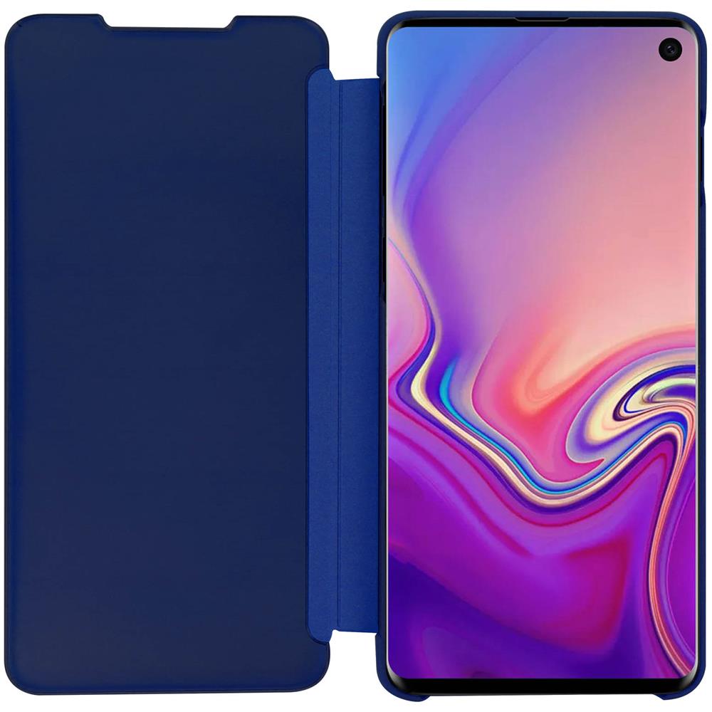 Custodia Galaxy S10 Sportellino Traslucido Stand Video Blu - Foto 5