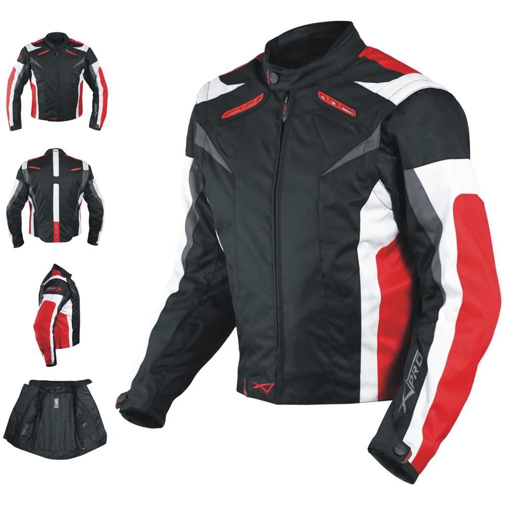 Giacca Tessuto Moto Protezioni Ce Manica Staccabile Gilet Termico Rosso M - Foto 1