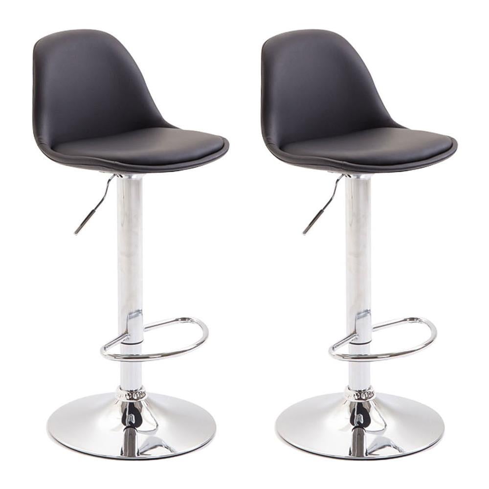CLP Set 2 Sgabelli Da Bar Design Kiel - Girevoli E Regolabili In Altezza (60-82 Cm) - Similpelle Verde Con Telaio Cromato - Carico Max 120 Kg - 3