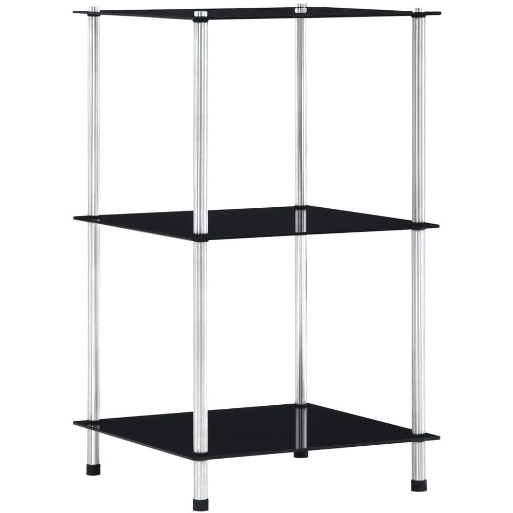 Scaffale a 3 Livelli Nero 40x40x67 cm in Vetro Temperato - Foto 1