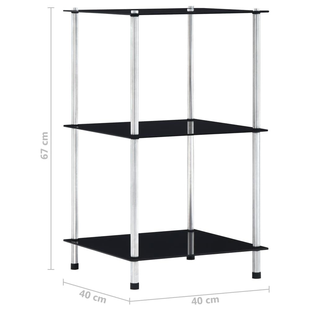 Scaffale a 3 Livelli Nero 40x40x67 cm in Vetro Temperato - Foto 5