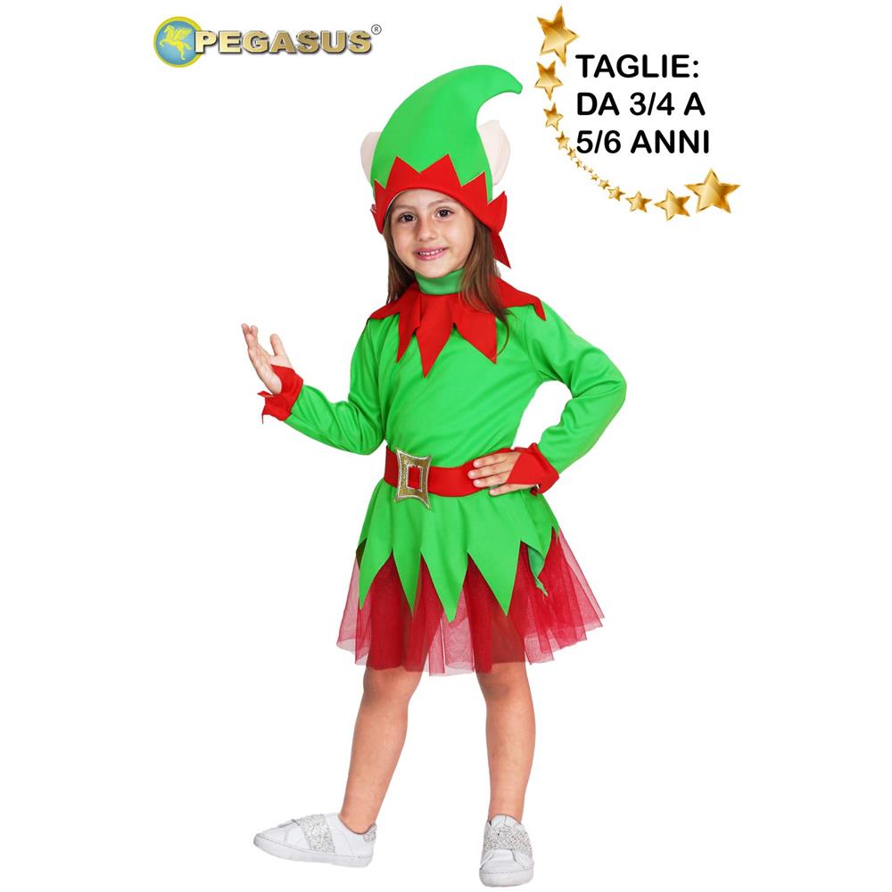 Costume Elfetta Di Babbo Natale Bambina Taglia 5/6 Anni - Foto 2
