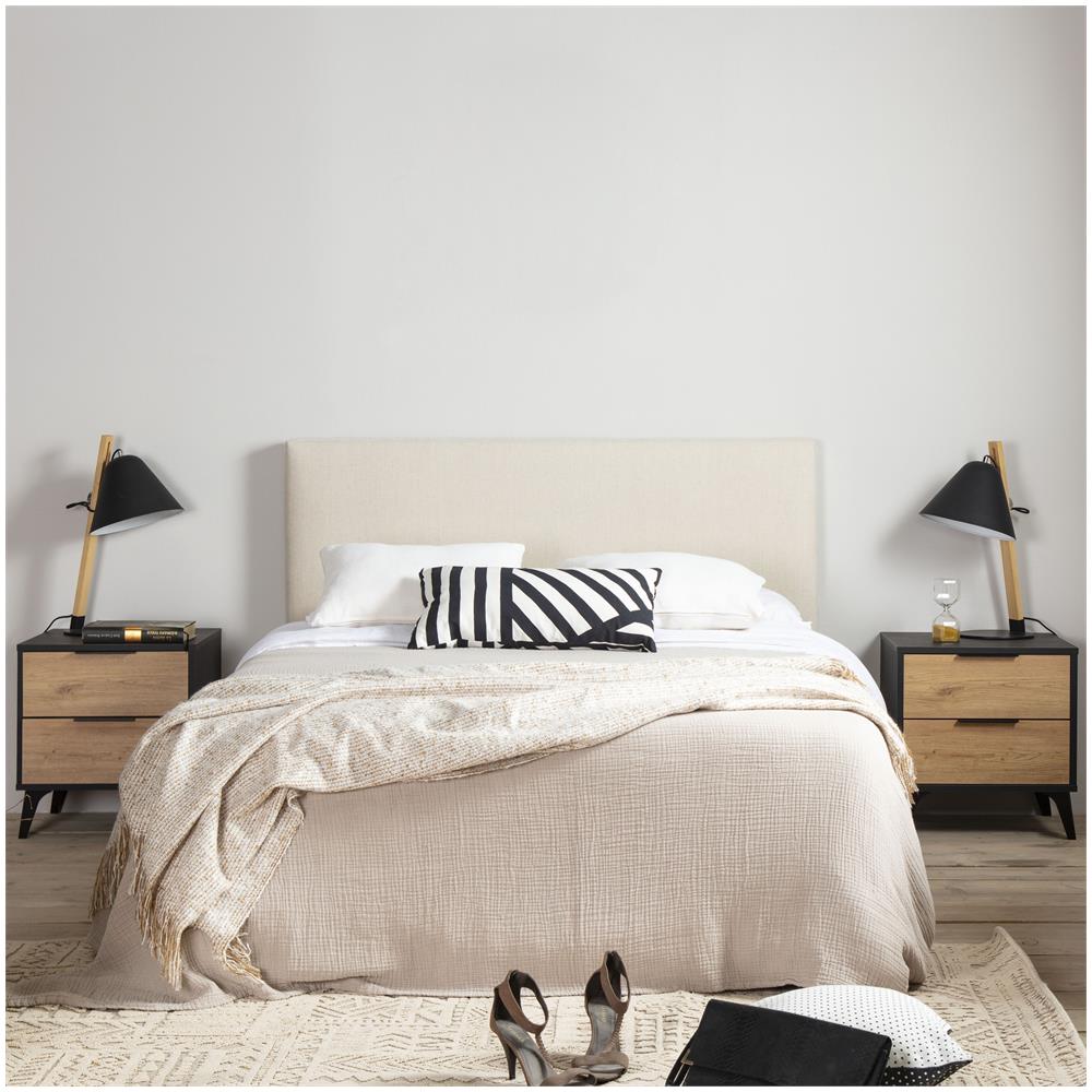 Testiera Rivestita In Tela Tagomago 150x60 Cm De Lino Naturale 8 Cm Di Spessore, Include Hardware Per Il Fissaggio Alla Parete - Foto 2