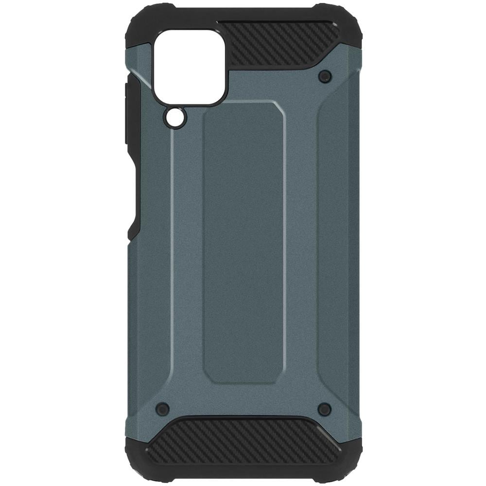 Cover Samsung Galaxy A12 Ibrida Design Rilievo Anticaduta Defender Ii Blu - Foto 1