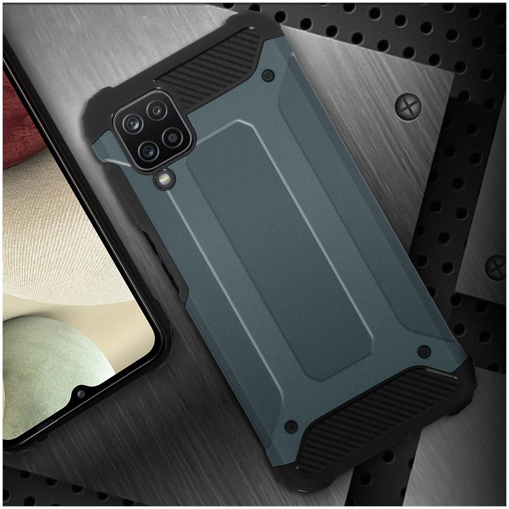 Cover Samsung Galaxy A12 Ibrida Design Rilievo Anticaduta Defender Ii Blu - Foto 4