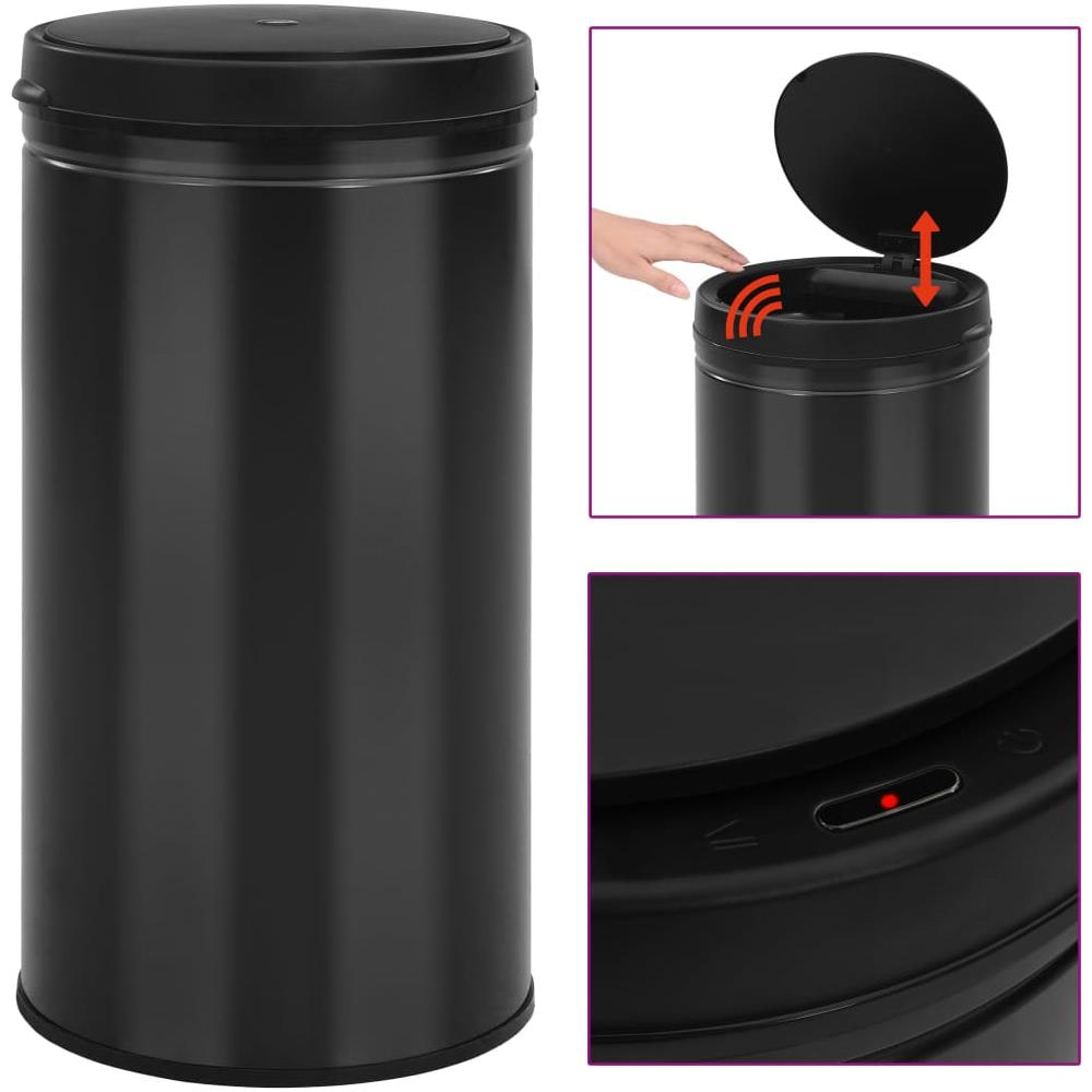 Pattumiera Automatica con Sensore 60 L Acciaio al Carbonio Nero - Foto 1