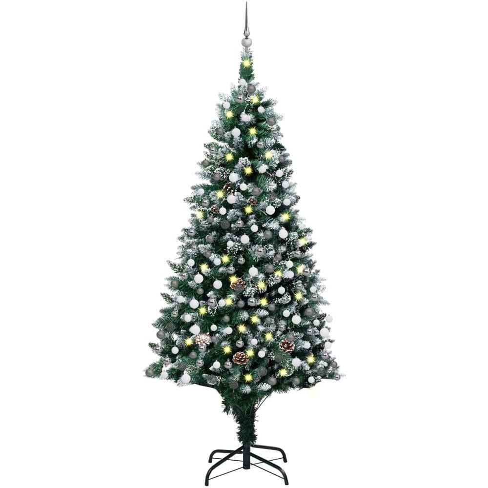 Set Albero Natale Artificiale con LED Palline e Pigne 210 cm - Foto 1