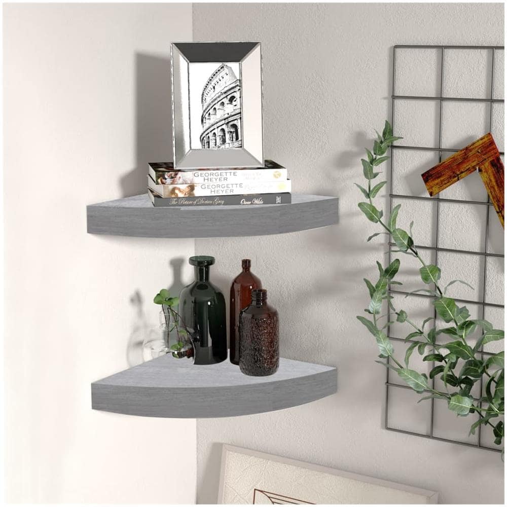 Mensole Angolari 2pz Grigio Cemento 25x25x3,8 Cm In Mdf - Foto 1