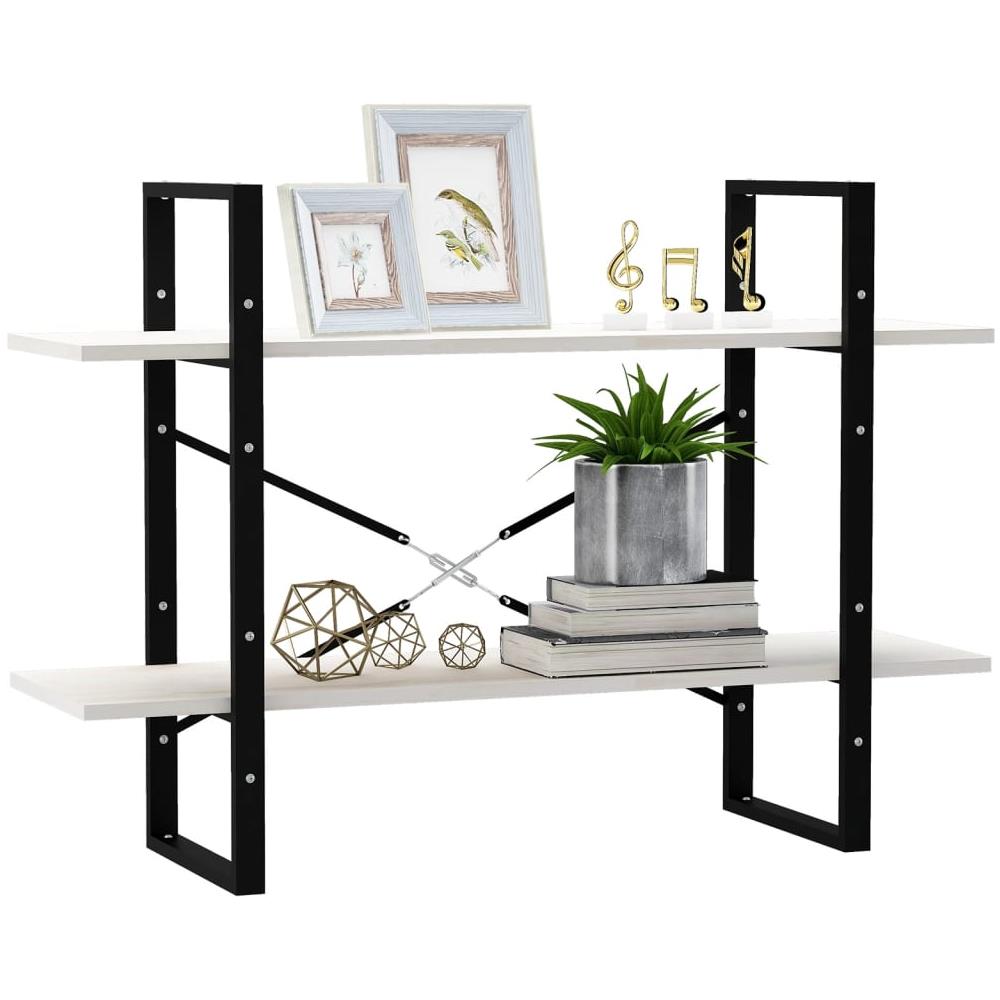 Libreria A 2 Ripiani Bianca 100x30x70 Cm In Massello Di Pino - Foto 1