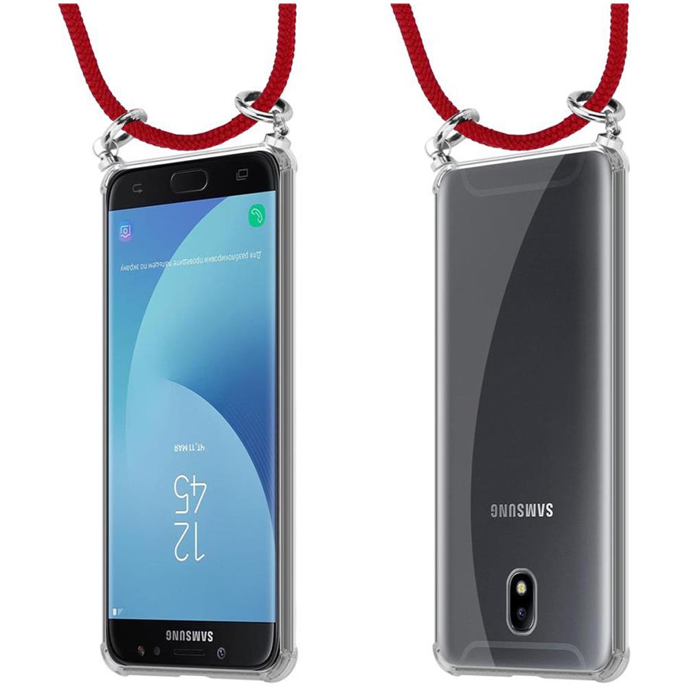 Catena Di Telefoni Cellulari Compatibile Con Samsung Galaxy J7 2018 In Rosso Rubino - Coperchio Protettivo In Silicone Con Anelli D'argento, Cinturino In Corda E Custodia Staccabile - Foto 8
