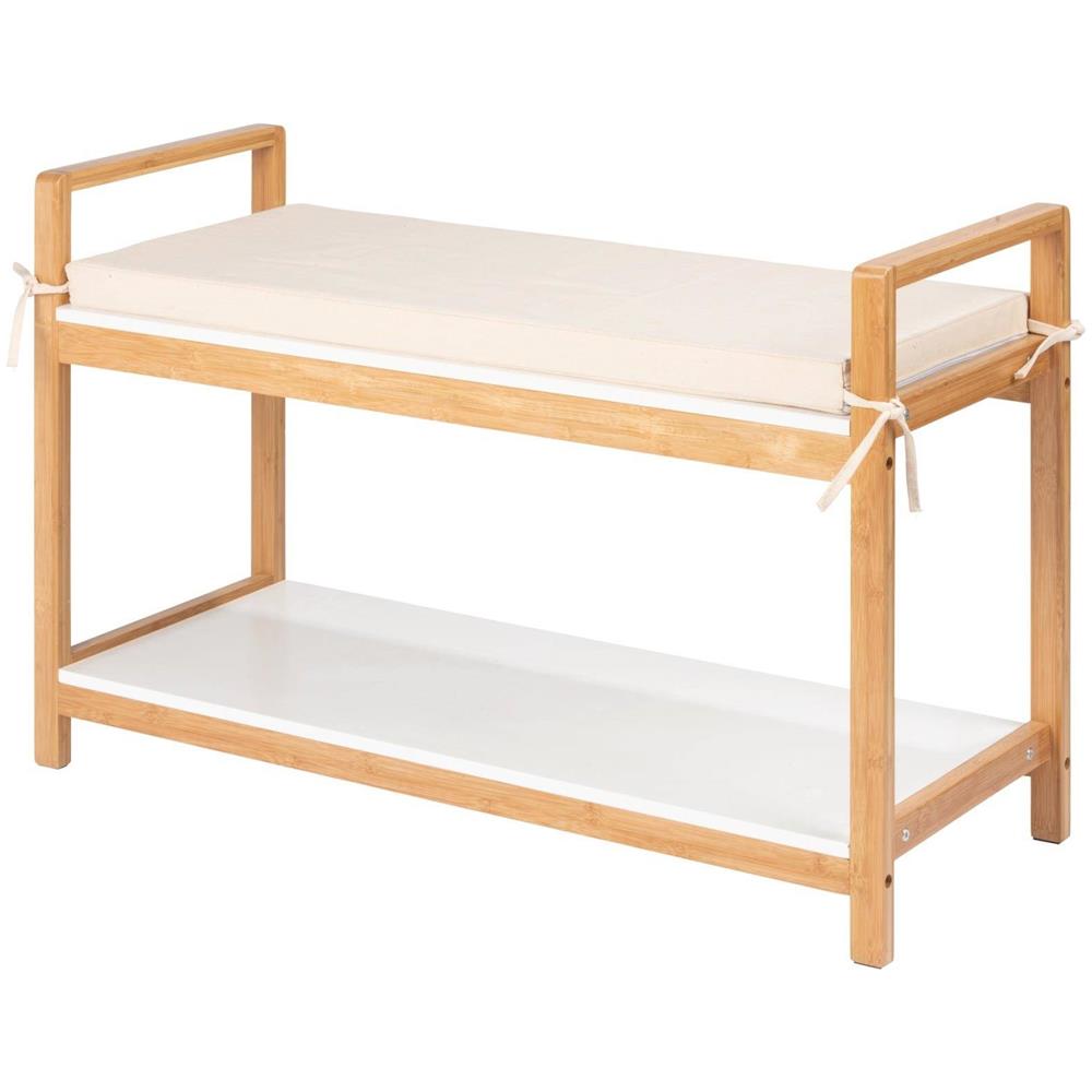 Scarpiera Con Seduta In Materiale Sintetico Lino Finja, Colore Naturale, - Foto 1