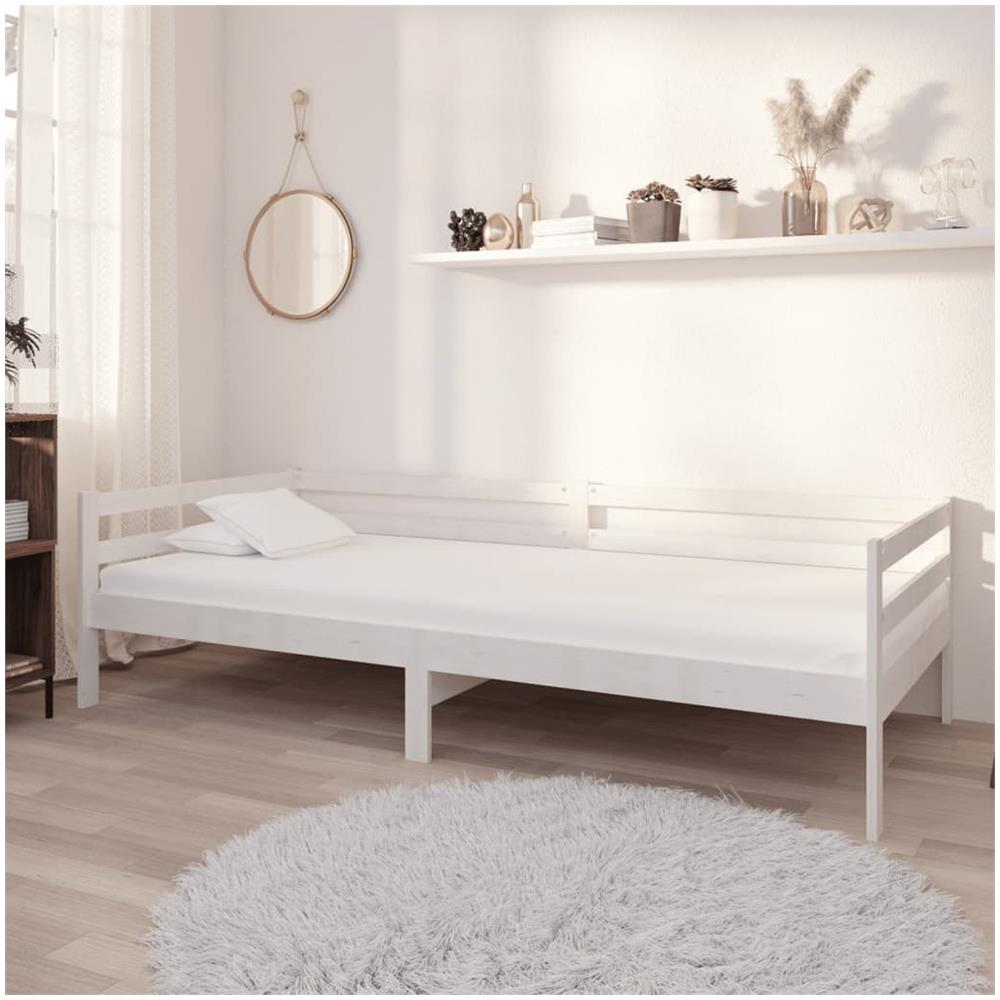 Divano Letto Con Materasso 90x200 Cm Bianco In Massello Di Pino - Foto 1