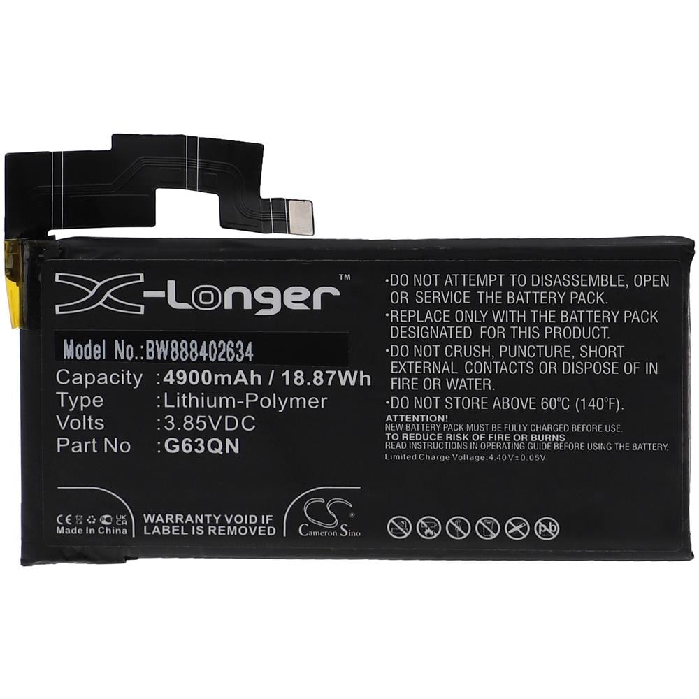 Batteria Sostituisce Google G63qn Per Smartphone Cellulare (4900mah, 3,85v, Li-poly)  - Foto 1
