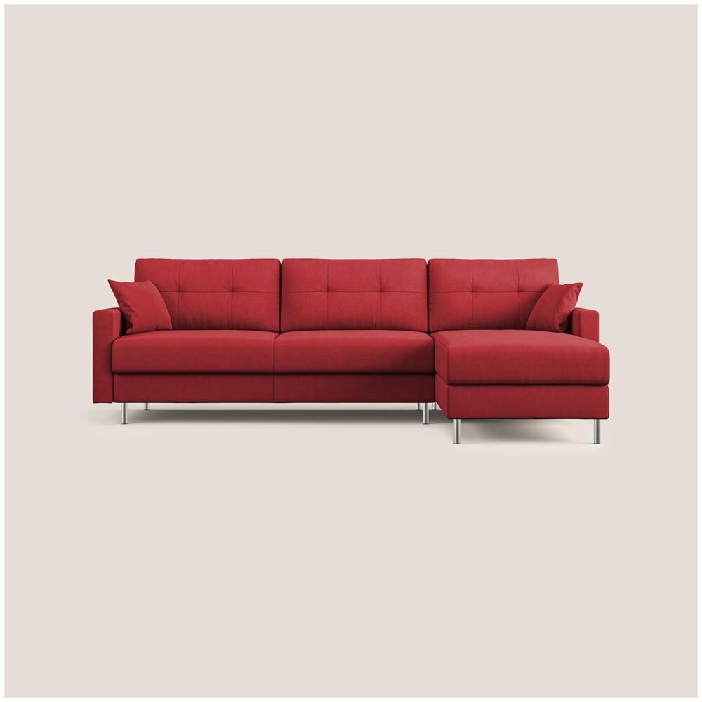 Megan Divano Letto Angolare In Microfibra Smacchiabile T11 Rosso 251 Cm Destro (mat. 120x197) - Foto 1