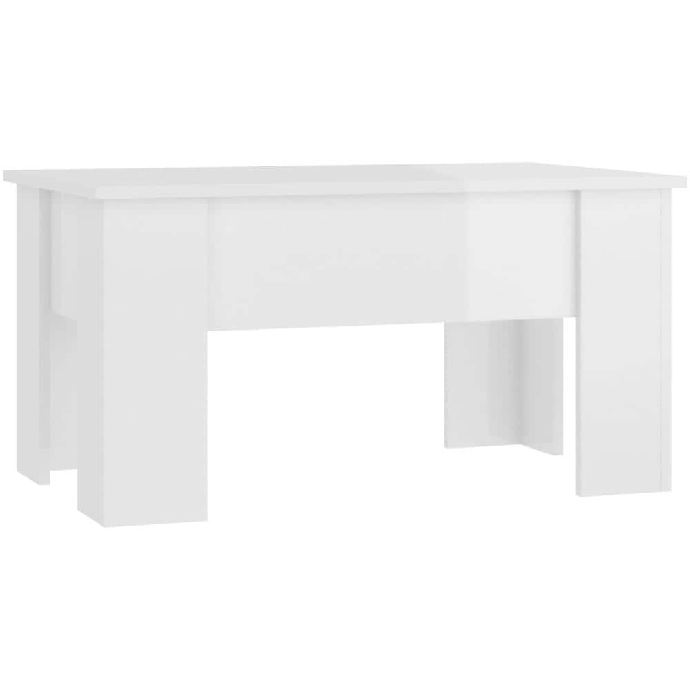 Tavolino Da Salotto Bianco Lucido 79x49x41 Cm Legno Compensato - Foto 1