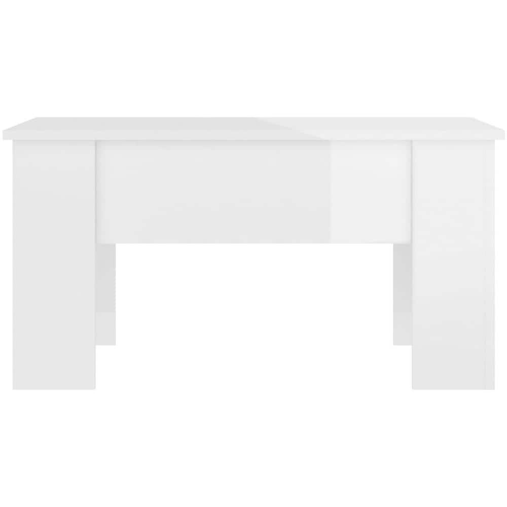 Tavolino Da Salotto Bianco Lucido 79x49x41 Cm Legno Compensato - Foto 2