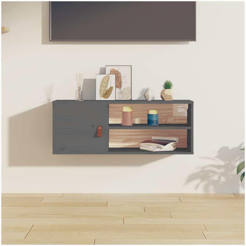 Pensile Grigio 80x30x30 Cm In Legno Massello Di Pino - Foto 1