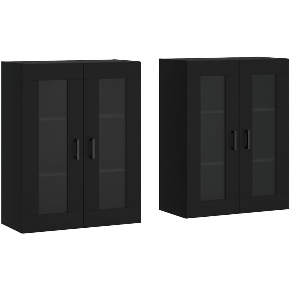 Armadietti A Parete 2 Pz Neri In Legno Multistrato - Foto 2