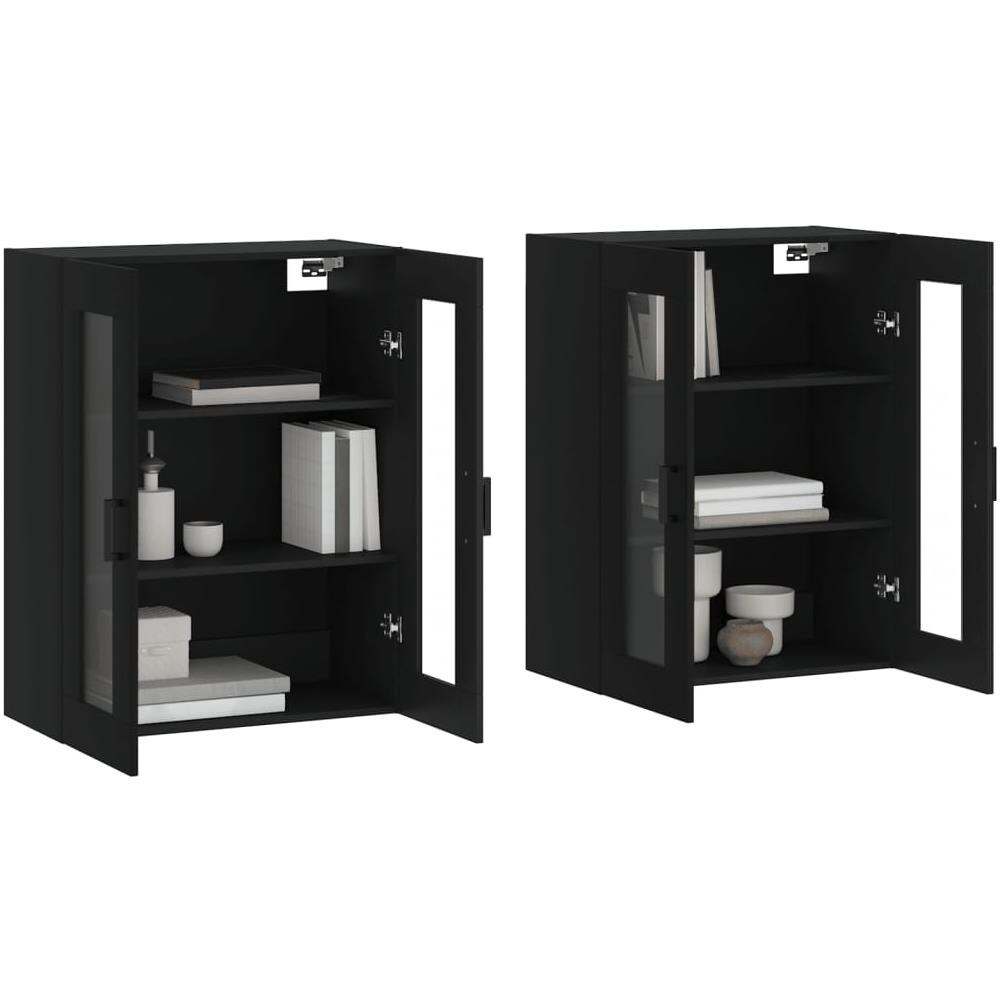 Armadietti A Parete 2 Pz Neri In Legno Multistrato - Foto 3