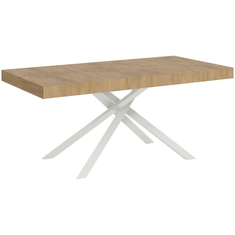 Tavolo allungabile 90x180/440 cm Karida quercia natura gambe bianche - Foto 1