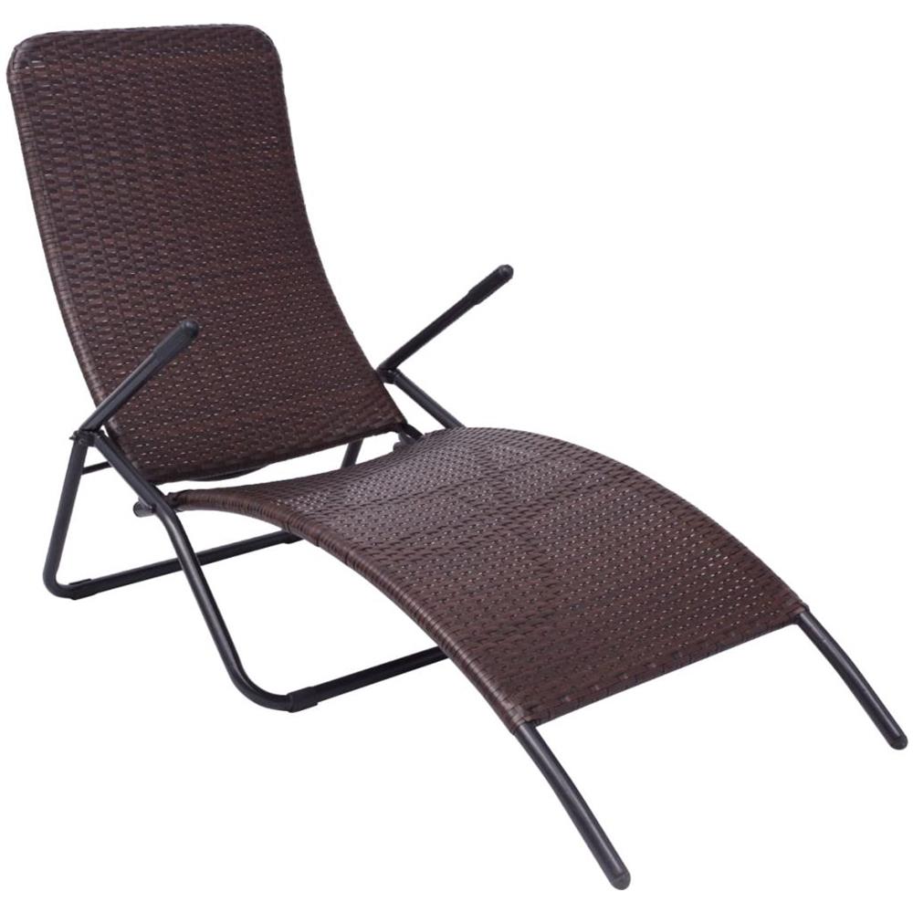 Lettino Prendisole Pieghevole in Polyrattan Marrone - Foto 1