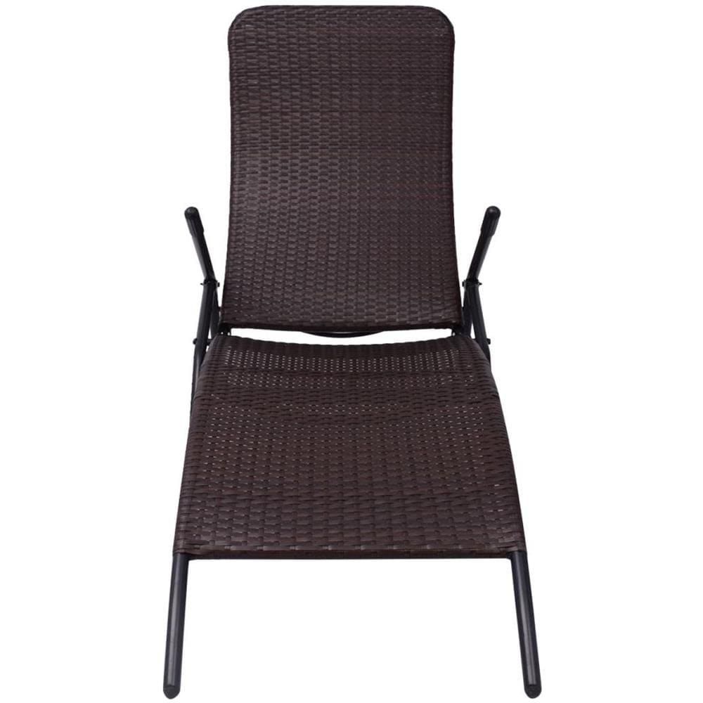 Lettino Prendisole Pieghevole in Polyrattan Marrone - Foto 2