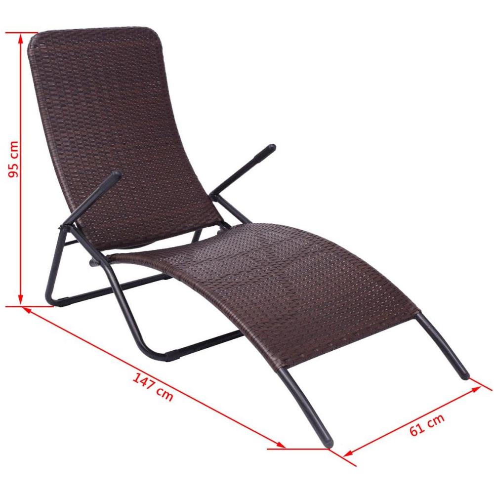 Lettino Prendisole Pieghevole in Polyrattan Marrone - Foto 6