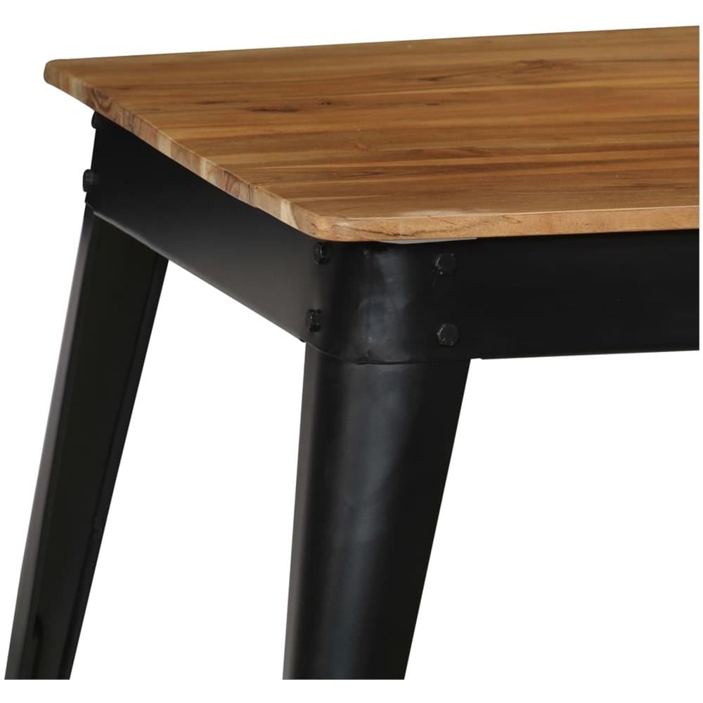 Tavolo Da Pranzo In Massello D'acacia E Acciaio 75x75x76 Cm - Foto 7