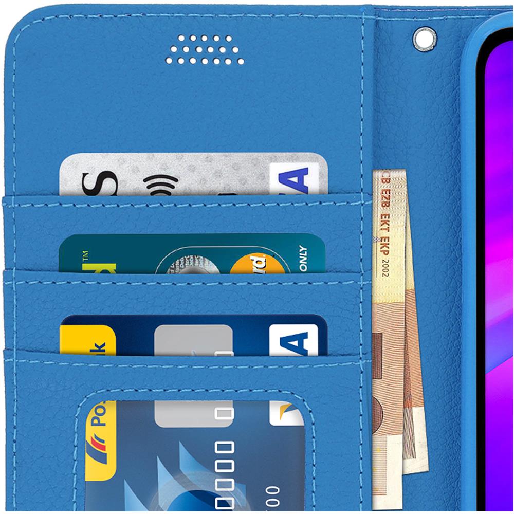 Custodia Xiaomi Redmi 7 Portafoglio Supporto Video Cover Soft Touch - Blu - Foto 2