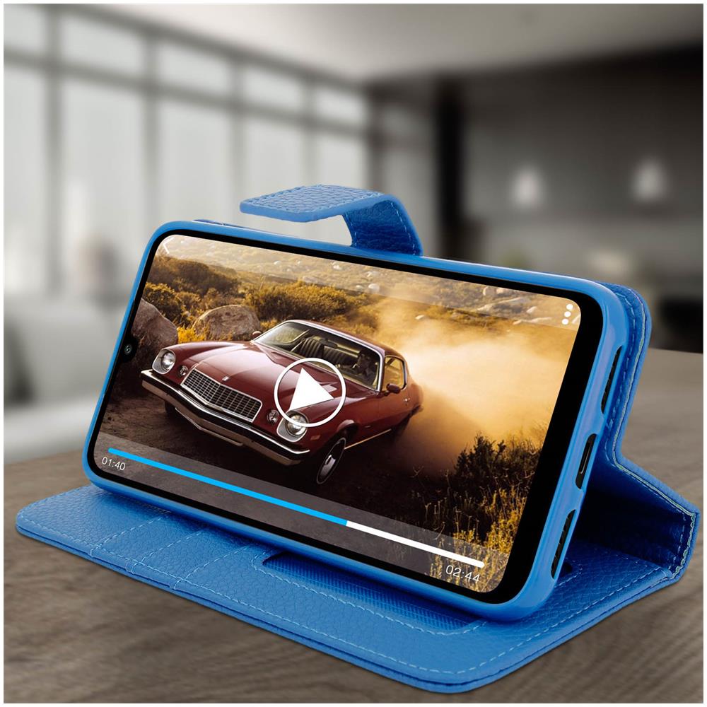 Custodia Xiaomi Redmi 7 Portafoglio Supporto Video Cover Soft Touch - Blu - Foto 5