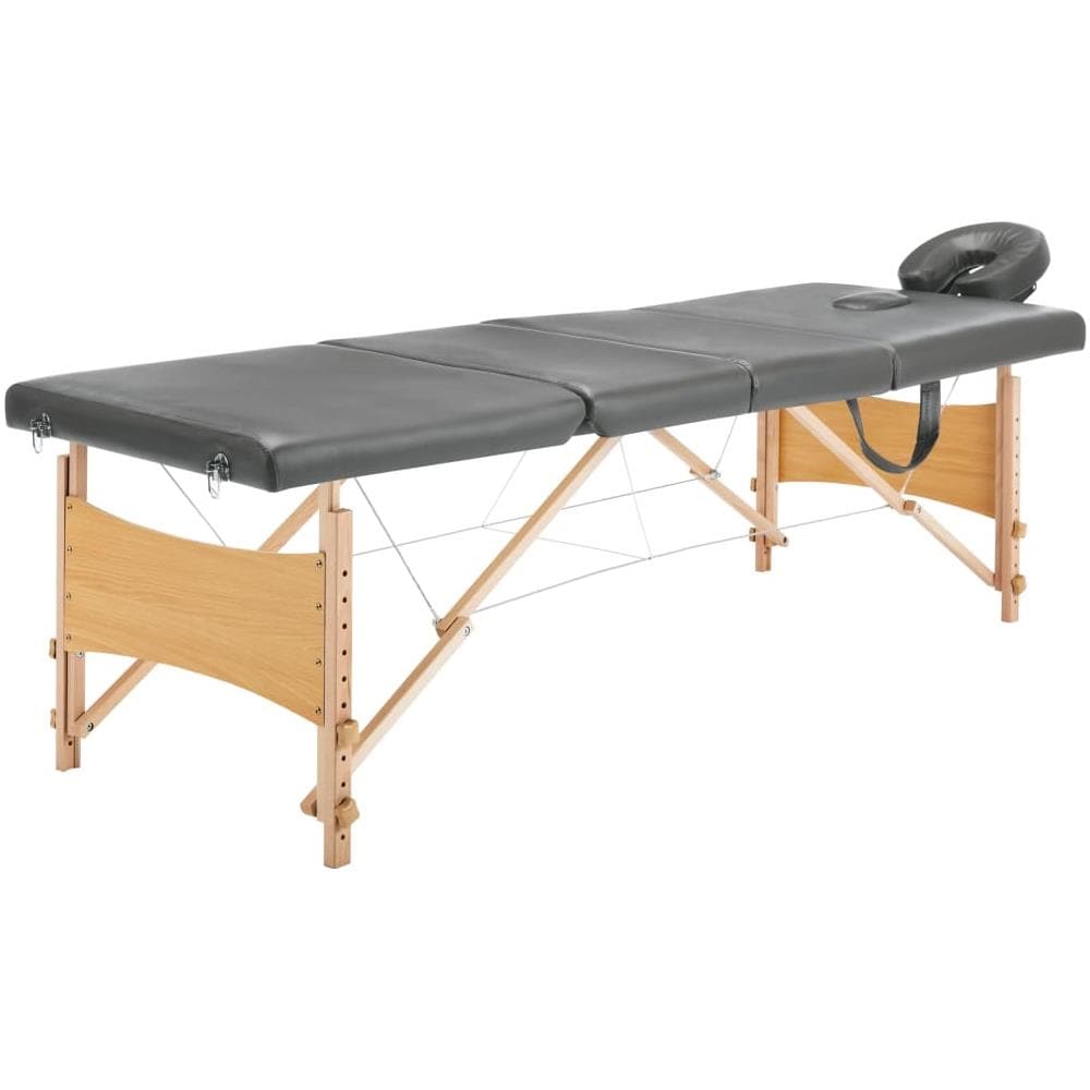 Lettino Da Massaggio 4 Zone Telaio In Legno Antracite 186x68cm - Foto 1