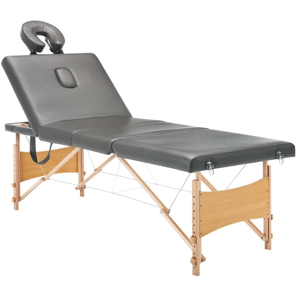 Lettino Da Massaggio 4 Zone Telaio In Legno Antracite 186x68cm - Foto 2