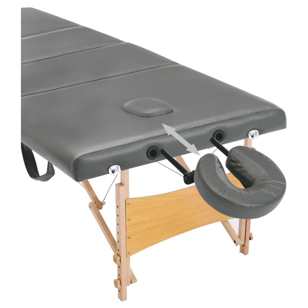 Lettino Da Massaggio 4 Zone Telaio In Legno Antracite 186x68cm - Foto 8