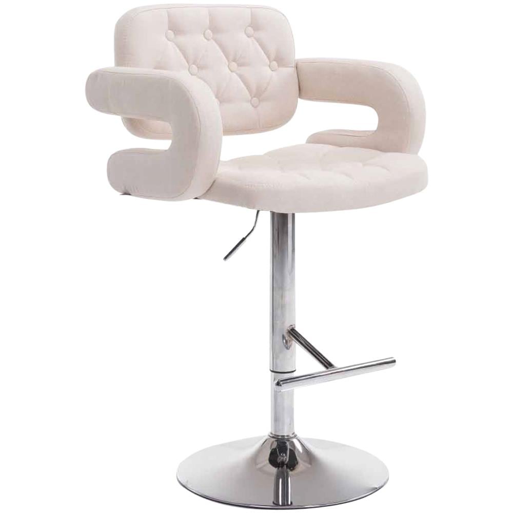 Sgabello Design Dublin In Tessuto - Sgabello Bar Girevole E Regolabile In Altezza 65-85 CM - Sgabello Alto Con Schienale E Braccioli Beige - Foto 1