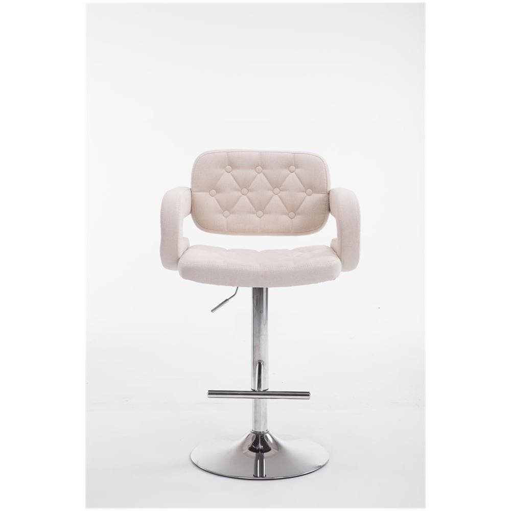 Sgabello Design Dublin In Tessuto - Sgabello Bar Girevole E Regolabile In Altezza 65-85 CM - Sgabello Alto Con Schienale E Braccioli Beige - Foto 2