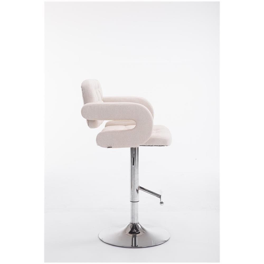 Sgabello Design Dublin In Tessuto - Sgabello Bar Girevole E Regolabile In Altezza 65-85 CM - Sgabello Alto Con Schienale E Braccioli Beige - Foto 3