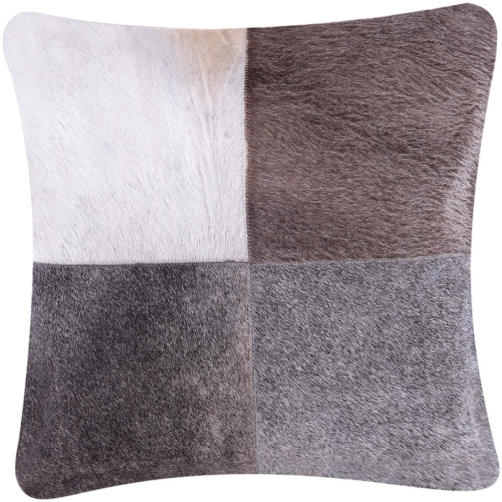 Cuscino Decorativo In Pelle Bovina 45 X 45 Cm Grigio Nellad - Foto 1